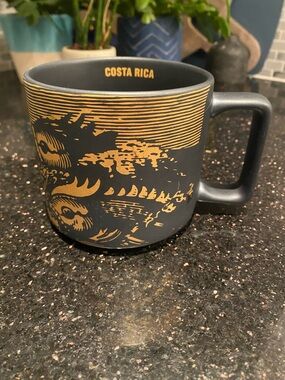 Starbucks Matte Black & Gold Fish Costa Rica Mug 14oz 2016